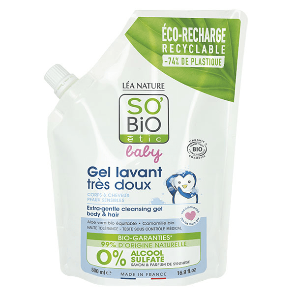 So'Bio Étic Baby Gel Lavant Très Doux Recharge Bio 500ml