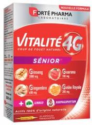 Forté Pharma Vitalité 4G Sénior 20 Ampoules Énergisantes - Boîte 20 ampoules de 10 mpl