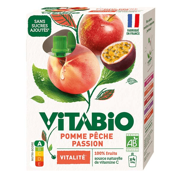 Gourdes Pomme Pêche Passion - VITALITÉ - BIO - 4x100g