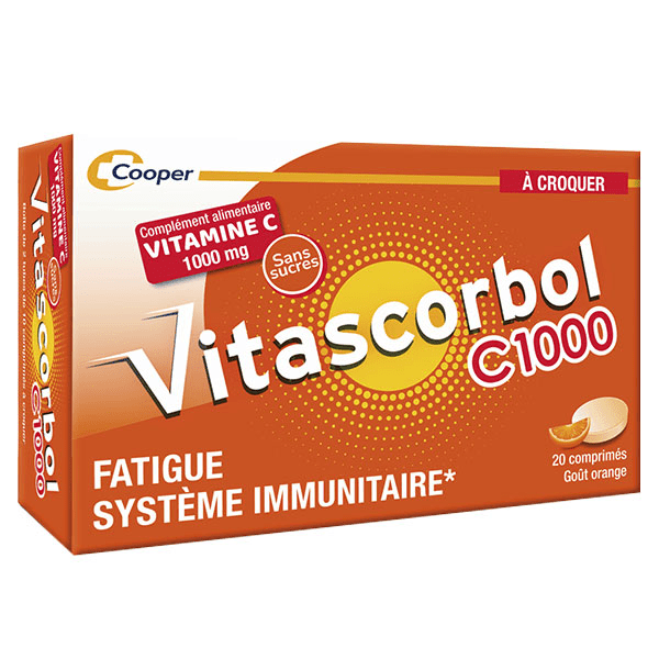 C1000 Fatigue et Système Immunitaire Goût Orange 20 comprimés à croquer
