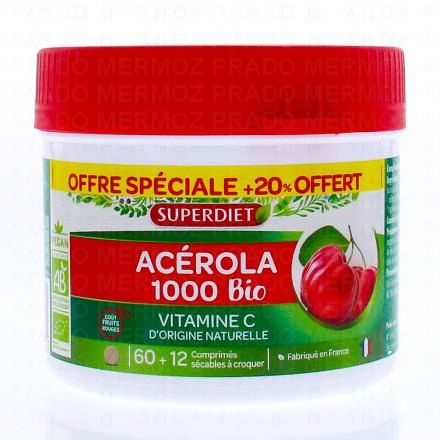 Acérola 1000 vitamine C bio promotion 60+12 comprimés