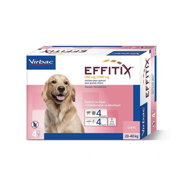 Effitix Grand Chien Insecticide Chien de 20 à 40kg Spot On 4 pipettes