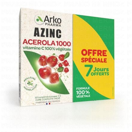 Azinc - Acerola 1000 lot de 2x30 comprimés à croquer