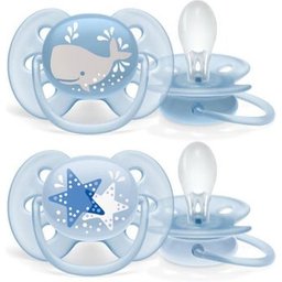 Avent Sucettes Ultra Soft Baleine Etoile 6-18M 2uts
