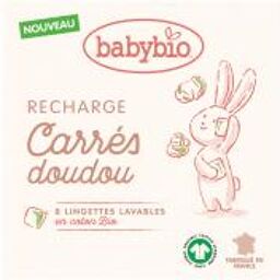 Carrés Doudou Recharge 8 Lingettes Lavables en Coton Bio - Boîte 8 lingettes