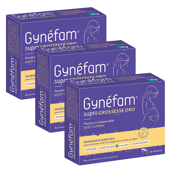 Gynéfam Supra Grossesse Oro Boîte de 1 mois 28 sachets poudre orodispersible Lot de 3