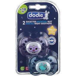 Duo Sucette Sans Anneau Silicone +18 mois Spécial Nuit Mouton Chouette Lot de 2