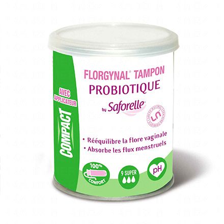 Florgynal tampons probiotique super boîte de 9 avec applicateur
