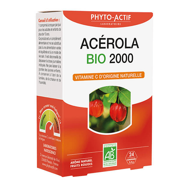 Phytoactif Acérola bio 2000 24 comprimés à croquer