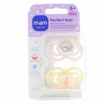 Sucettes +6 mois perfect nuit silicone animaux
