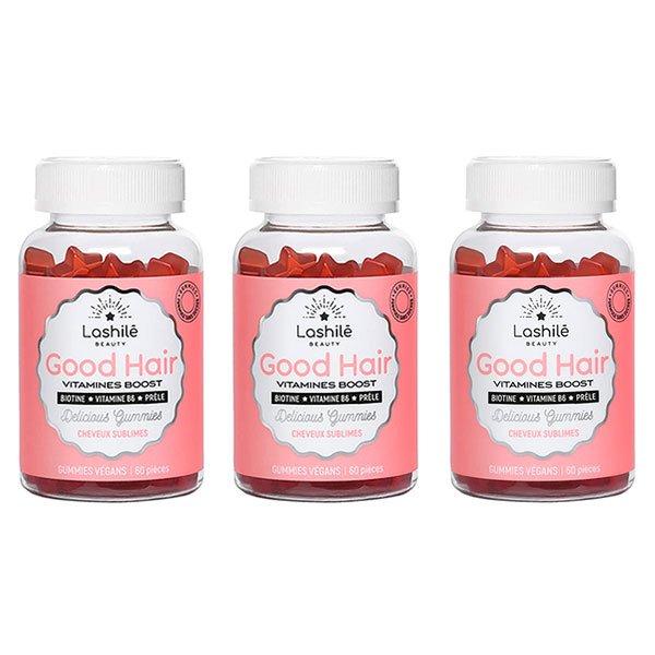 Lashilé Beauty Good Hair Vitamines Boost Cheveux Sublimes Sans Sucres Lot de 3 x 60 gummies