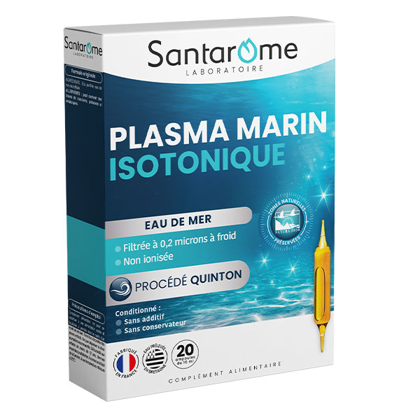 Santarome - Plasma marin Isotonique procédé Quinton - Vitalité - 20 ampoules