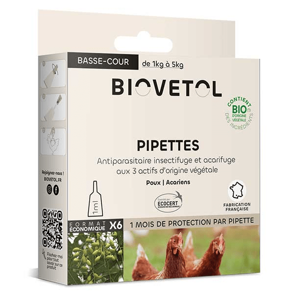 Pipettes Antiparasitaire pour animal de basse-cour 6x 1ml
