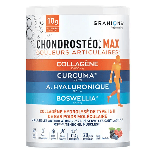 Granions Chondrostéo Max Collagène Poudre Goût Fruits des bois 225g