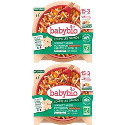 Babybio Spaghetti Veggie Potimarron de notre ferme Carotte Lentille de nos régions & Lait de coco