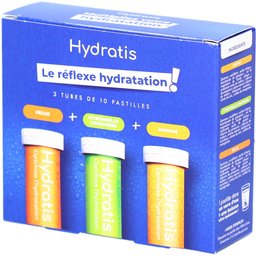 Hydratis - Pack 3 Mini Tubes Electrolytes - Pêche, Gingembre, Ananas