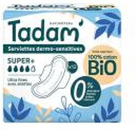 Serviettes Dermo-Sensitives Ultra Fines avec Ailettes Super+ 12 Unités - Paquet