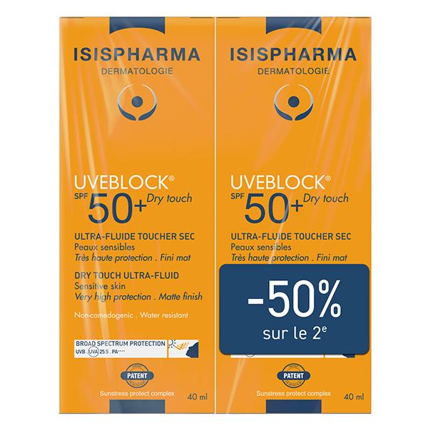 Uveblock Dry Touch Ultra Fluide SPF50+ Lot de 2 x 40ml
