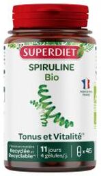 Spiruline Bio 45 Unités - Pot 45 gélules de 471 mg
