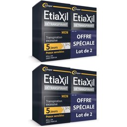 Etiaxil - Déodorant Détranspirant - Traitement Transpiration Excessive - Aisselles - Homme - Peaux Sensibles - 15 ml - Lot de 2