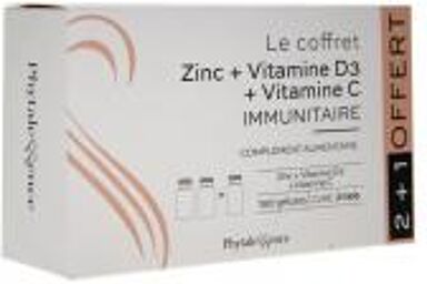 Coffret Zinc + Vitamine D3 + Vitamine C Offre Spéciale - Boîte 3 pots de 60 gélules