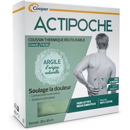 Actipoche - Coussin thermique - Thermothérapie - Contractures musculaires et douleurs articulaires - Dos et ventre - Argile - 1 unité