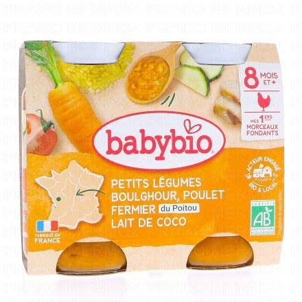 Repas du Midi - Petits Légumes Boulghour Poulet Lait de Coco Bio 2x200g