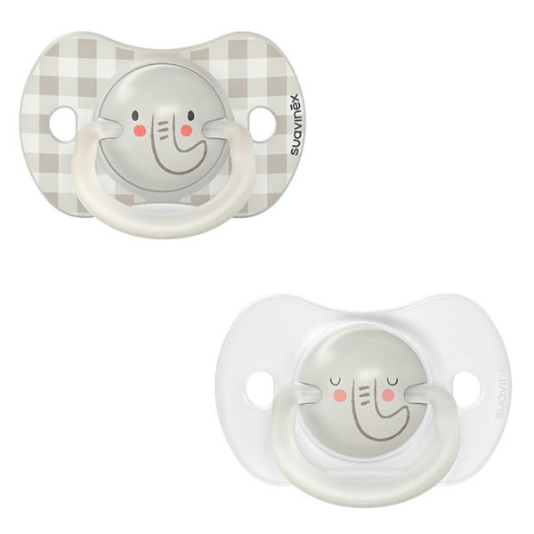 Lot de 2 Sucettes Phosphorescentes Sx Pro 0/6 mois Night&Day Elephant