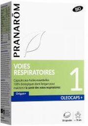 Pranarôm Oléocaps+ 1 Capsules d'Huiles Essentielles Bio Voies Respiratoires Origan 30 Capsules - Boîte 30 Capsules