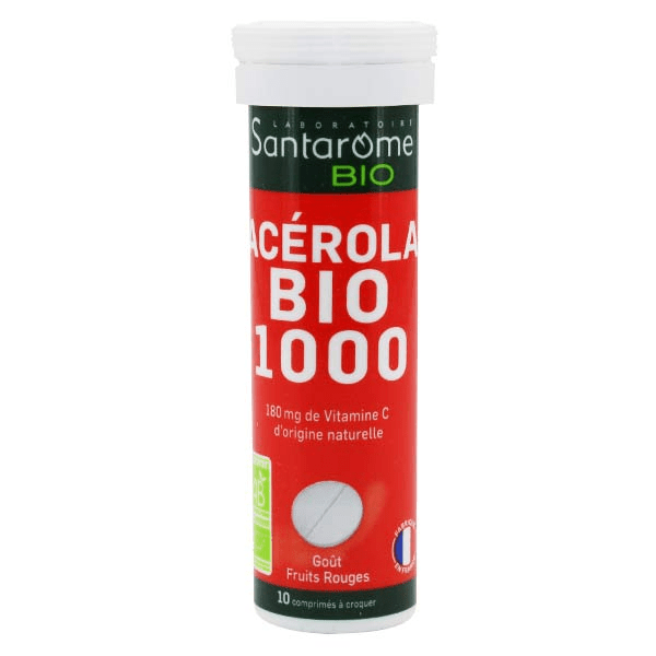 - Acérola Bio 1000 - Vitamine C naturelle - 10 comprimés à croquer