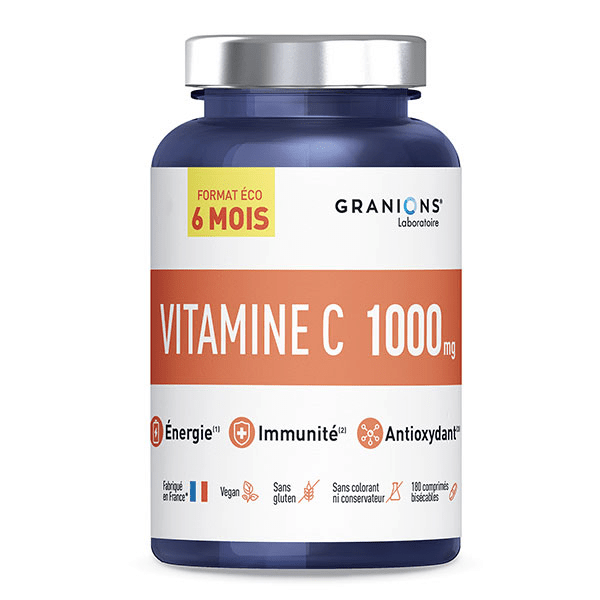 GRANIONS Vitamine C 1000 mg 6 Mois - Energie et Immunité - 180 comprimés