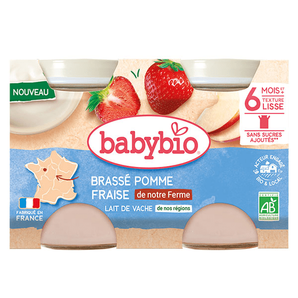 Brassé au lait de Vache français - Pomme Fraise de nos Fermes - 2x130g