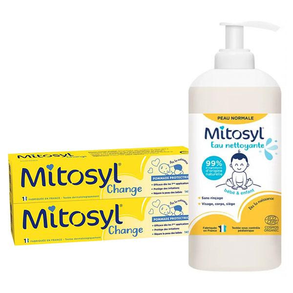 2 Pommades Change Protectrice 145 g + 1 flacon 500ml eau nettoyante