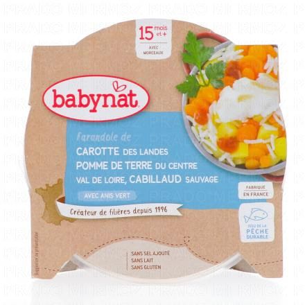 Repas du Midi - Petit plat carotte des landes, pommes de terre, cabillaud 260g dès 15 mois