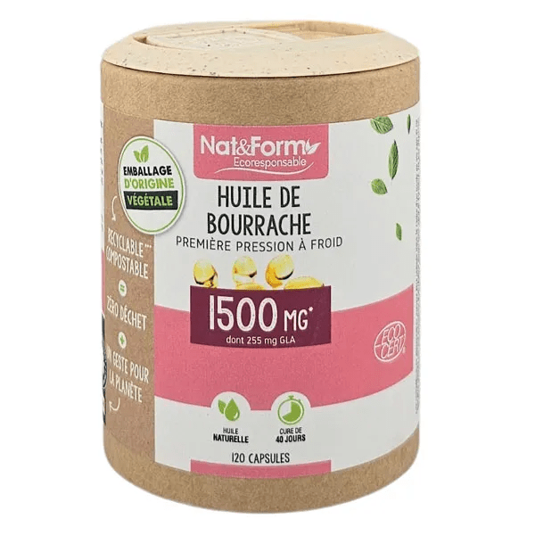 Écoresponsable Huile de Bourrache Bio Vitamine E 120 capsules