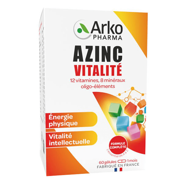 Azinc Adulte Vitalité Vitamines C & E Zinc 60 gélules