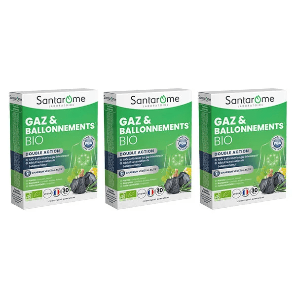 Santarome Gaz et Ballonnements Bio Digestion Lot de 3 x 15 comprimés
