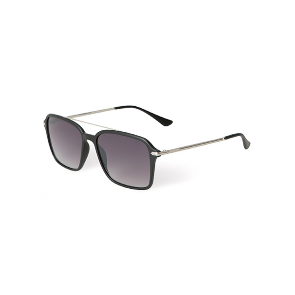 Homme Lunettes de Soleil Noir Mat Argent