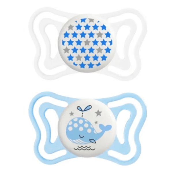 Physio Forma Light Sucette Silicone Phosphorescente +2m Baleine Étoile Rose Lot de 2 + Boite de Stérilisation