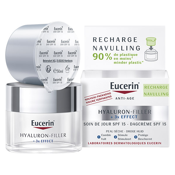 Hyaluron-Filler + 3x Effect Soin de Jour Peau Sèche SPF15 et Son Éco-Recharge