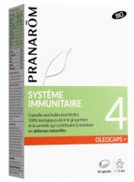 Pranarôm Oléocaps+ 4 Capsules d'Huiles Essentielles Bio Système Immunitaire 30 Capsules - Boîte 30 Capsules