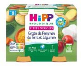 P'tits Veggies Gratin de Pommes de Terre et Légumes dès 8 Mois Bio 2 Pots - Carton 2 pots de 190 g