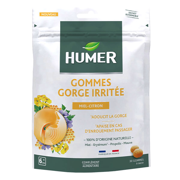 Gommes Gorge Irritée Miel Citron - 30 gommes