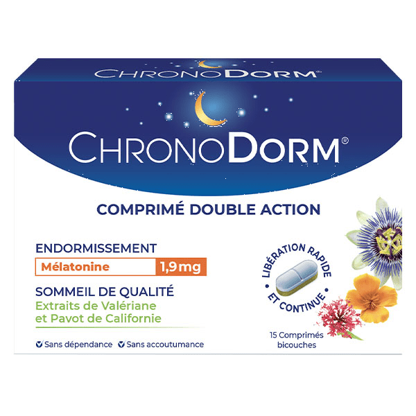Mélatonine Double Action 1,9mg 15 comprimés