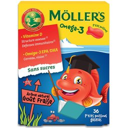 Möller’s - Oméga-3 P'tits poissons Fraise 36 gommes