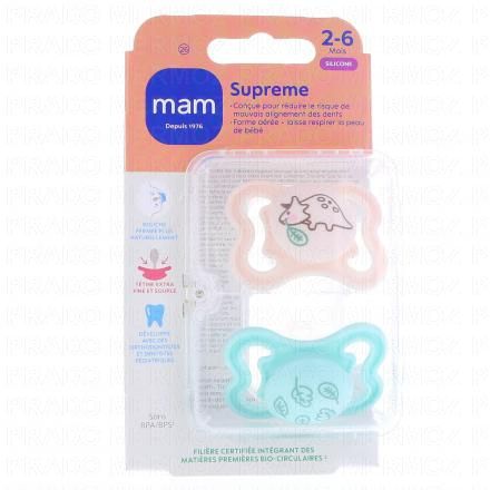 Duo Sucettes 2-6 mois Supreme silicone REF26 nature