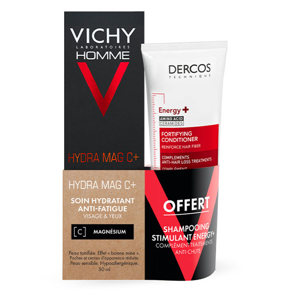 Homme Crème Hydratante Anti-Fatigue Visage et Yeux 50ml + Shampooing anti-chute 50ml offert