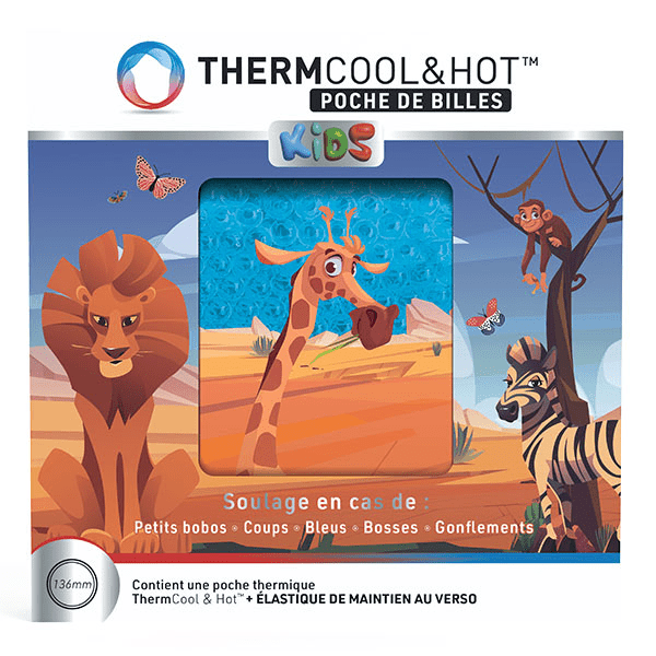ThermCool&Hot Poche de Billes Kids Girafe Soulage et Apaise les Petits Bobos, Bleus, Fièvre, Piqûres