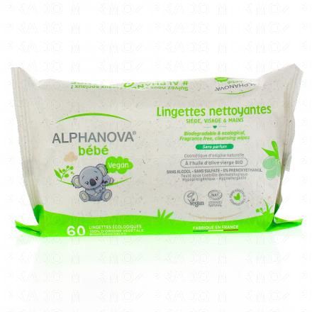 Bébé - Lingettes nettoyantes écologiques et biodégradables à l'huile d'olive bio paquet de 60