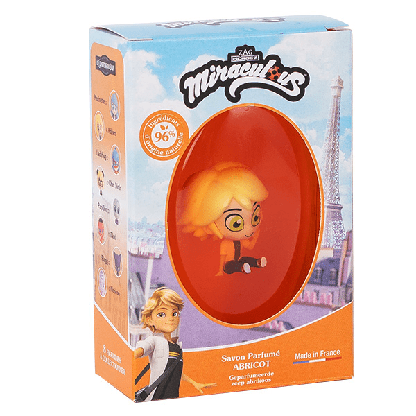 & Miraculous Savon Solide Abricot Figurine Adrien 75g